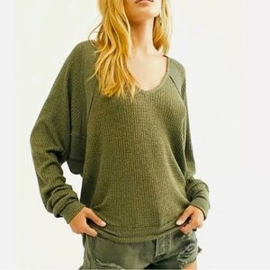 Free People Santa Clara Thermal Pullover Sweater Top Tunic NEW!